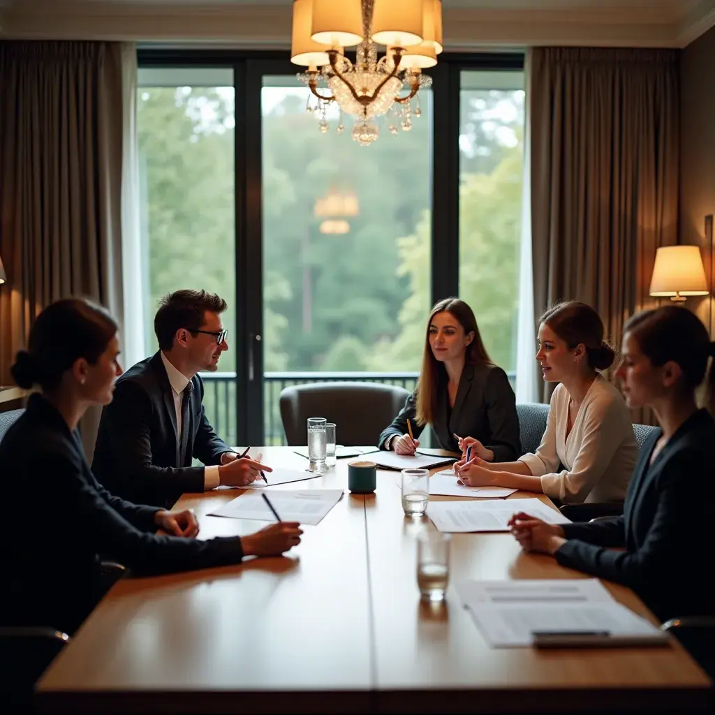 Ein Team von Beratern, das eine Präsentation zu Optimierungsstrategien hält.