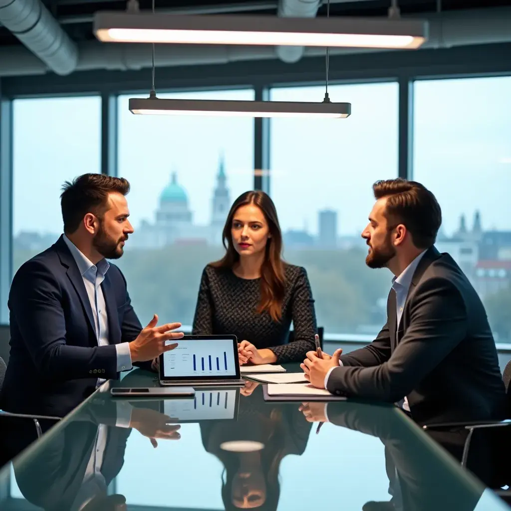 Ein Team, das zusammenarbeitet, um Lösungen für geschäftliche Herausforderungen zu finden.