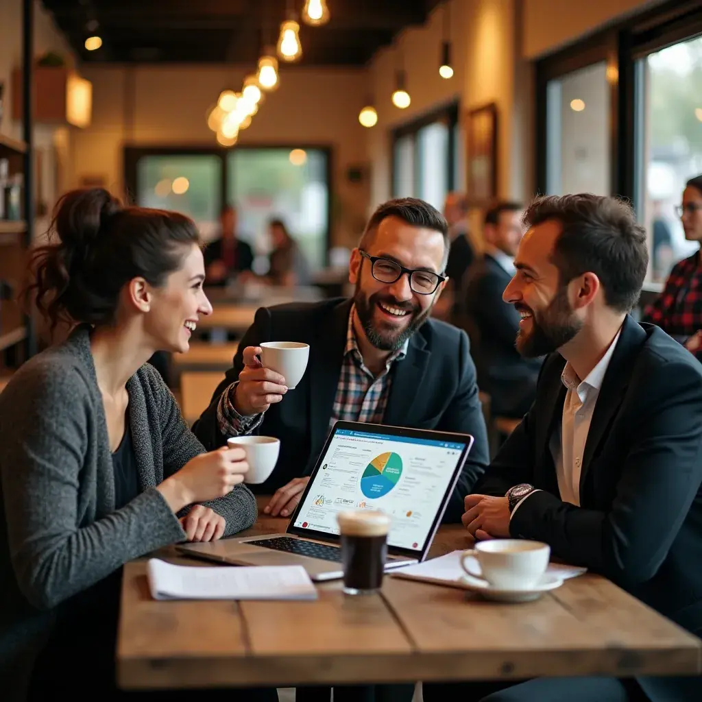 Ein Berater, der an einem Tisch mit Diagrammen und Notizen arbeitet.